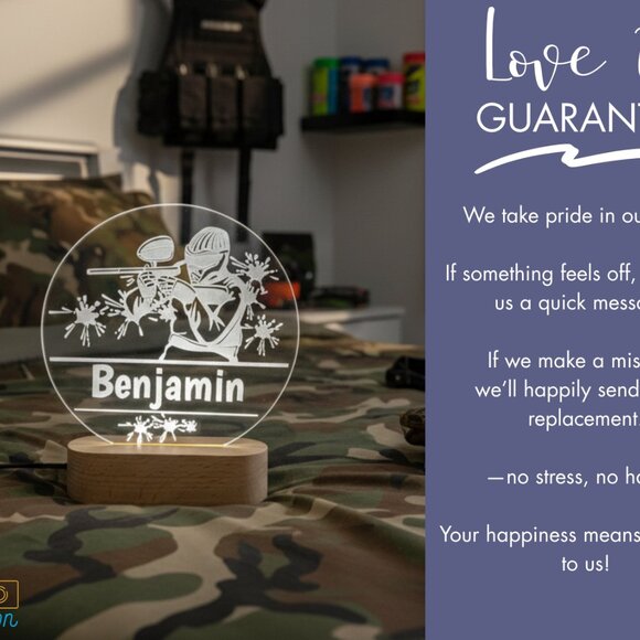 Paintball Custom Name Light • Personalized LED Decor • Kids Room Gift - Picture 6 of 8